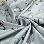 Tissu jersey coton motif Snoopy "Postbox" - Vert menthe - Bio - Peanuts ® Peanuts ® - 3