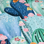 Tissu lycra motif cactus et fleurs - Multicolore - Oeko-Tex ® Autres marques - Tissus et mercerie - 3