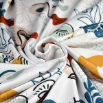 Tissu lycra motif visages abstraits - Ecru et multicolore - Oeko-Tex ® Autres marques - Tissus et mercerie - 2