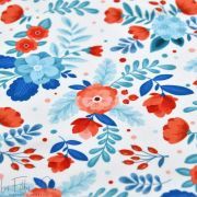 Tissu lycra motif petites fleurs - Blanc, rouge et bleu  - Oeko-Tex ® Autres marques - Tissus et mercerie - 3