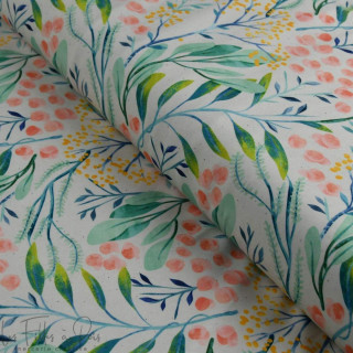 Tissu lycra motif petites fleurs - Ecru et multicolore  - Oeko-Tex ® Autres marques - Tissus et mercerie - 1