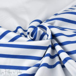 Panneau de popeline de coton rayures marinières collection "Little Sardine" - Blanc et bleu - Les Filles à Pois ® - Oeko-Tex ® L
