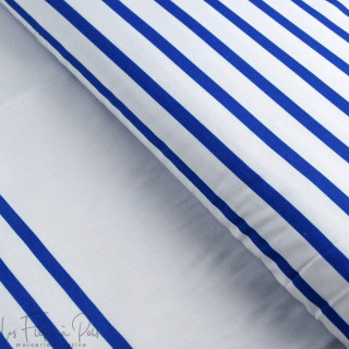 Panneau de popeline de coton rayures marinières collection "Little Sardine" - Blanc et bleu - Les Filles à Pois ® - Oeko-Tex ® L