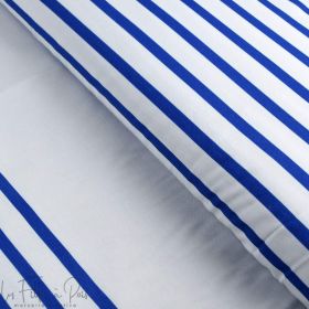 Panneau de tissu coton motif rayures marinières collection "Little Sardine" - Blanc et bleu - Les Filles à Pois ® - Oeko-Tex ® L