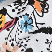 Tissu popeline de coton motif fleurs collection "Frida" - Bleu, corail, rose et blanc - Les Filles à Pois ® - Oeko-Tex ® Les Fil