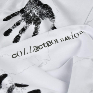 Coupon de tissu popeline de coton motif empreintes "Random" - Blanc et noir - 260cm - Les Filles à Pois Les Filles à Pois - Desi