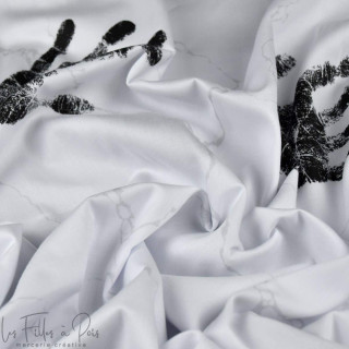 Coupon de tissu popeline de coton motif empreintes "Random" - Blanc et noir - 260cm - Les Filles à Pois Les Filles à Pois - Desi