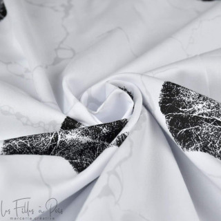 Coupon de tissu popeline de coton motif empreintes "Random" - Blanc et noir - 260cm - Les Filles à Pois Les Filles à Pois - Desi