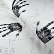 Tissu french terry motif empreintes collection "Random" - Blanc et noir - Les Filles à Pois ® - Oeko-Tex ® Les Filles à Pois - D