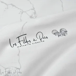 Coupon de tissu french terry motif empreintes "Random" - Blanc et noir - 250cm - Les Filles à Pois Les Filles à Pois - Design : 