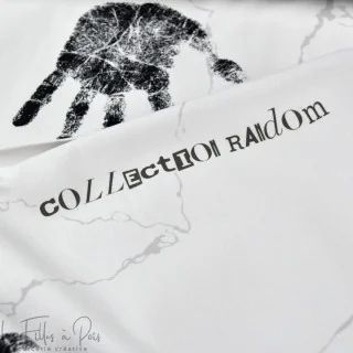 Coupon de tissu french terry motif empreintes "Random" - Blanc et noir - 250cm - Les Filles à Pois Les Filles à Pois - Design : 