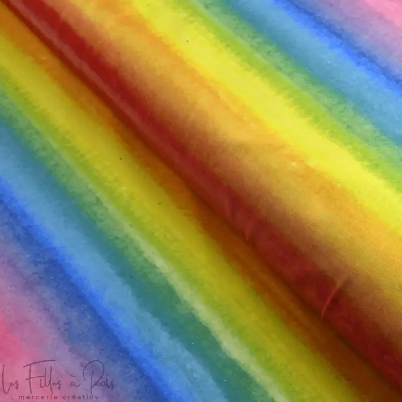 Tissu jersey motif arc-en-ciel collection "Happy" - Multicolore - Les Filles à Pois ® - Oeko-Tex ® Les Filles à Pois - Design ® 