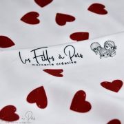 Tissu lycra motif coeurs collection Coco" - Blanc et rouge- Les Filles à Pois ® - Oeko-Tex ® Les Filles à Pois - Design ® - Merc
