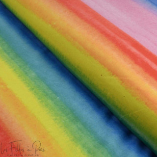 Tissu popeline de coton motif arc-en-ciel collection "Happy" - Multicolore - Les Filles à Pois ® - Oeko-Tex ® Les Filles à Pois 