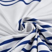 Panneau de tissu jersey motif rayures marinières collection "Little Sardine" - Blanc et bleu - Les Filles à Pois ® - Oeko-Tex ® 