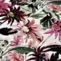 Panneau de tissu lycra motif fleurs et pois collection "Amanda" - Tons violet et kaki - Les Filles à Pois ® - Oeko-Tex ® Les Fil