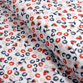 Tissu coton motif fleurs collection "Alyssa" - Rouge, bleu et blanc - Les Filles à Pois ® - Oeko-Tex ® Les Filles à Pois - Desig