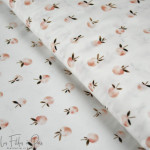 Tissu popeline de coton motif pommes - Blanc et saumon - Oeko-Tex ® Autres marques - Tissus et mercerie - 1