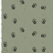 Tissu popeline de coton motif empreintes collection "Random" - Vert kaki et noir - Les Filles à Pois ® - Oeko-Tex ® Les Filles à