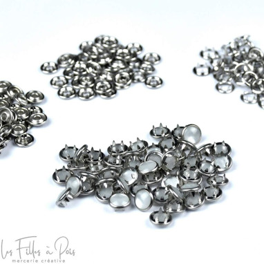 Boutons-pression à sertir perle - 10mm - Lot de 100  - 1