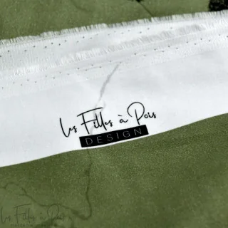 Coupon de tissu popeline de coton motif empreintes "Random" - Vert kaki et noir - 180cm - Les Filles à Pois Les Filles à Pois - 