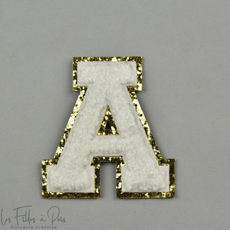 Crachá com letras do alfabeto em esponja - branco e dourado - para engomar Autres marques - Tissus et mercerie - 1 Crachá com letras do alfabeto em esponja - branco e dourado - para engomar Autres marques - Tissus et mercerie - 1
