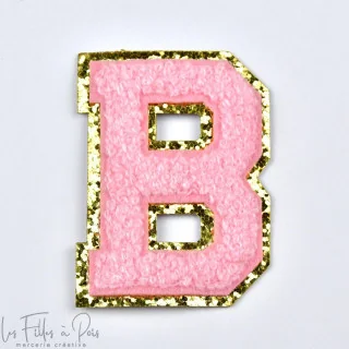 Ecusson lettres de l'alphabet en éponge - Rose et doré - Thermocollant Tissus et mercerie créative – Nos sélections sans marque 