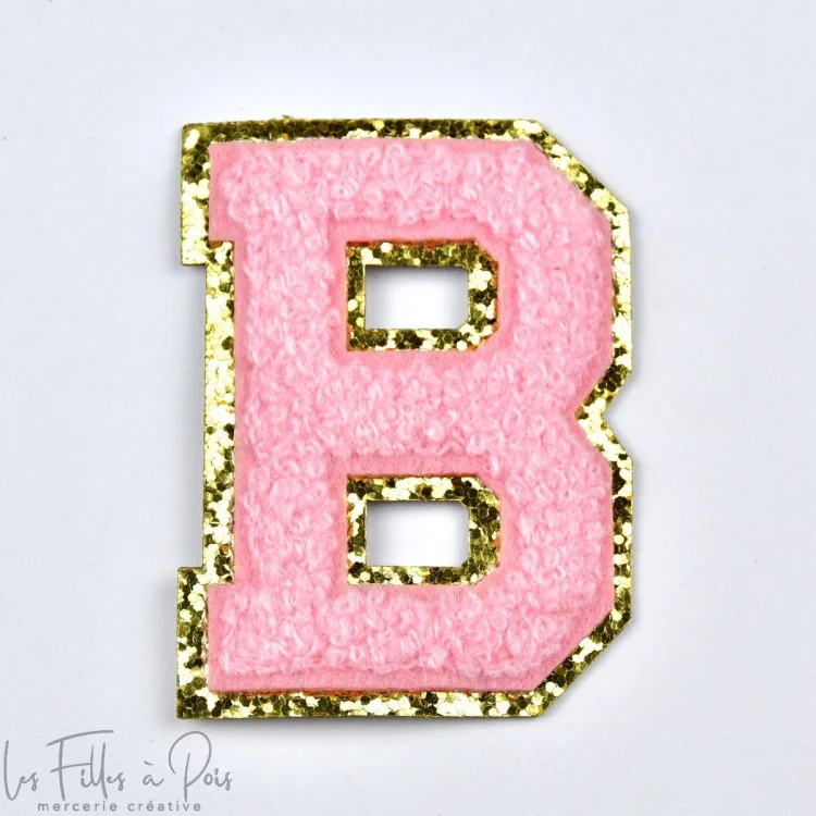 Ecusson lettres de l'alphabet en éponge - Rose et doré - Thermocollant Tissus et mercerie créative – Nos sélections sans marque 