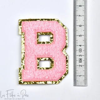 Ecusson lettres de l'alphabet en éponge - Rose et doré - Thermocollant Tissus et mercerie créative – Nos sélections sans marque 