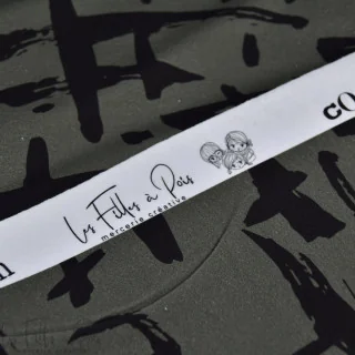 Coupon de tissu french terry motif hashtag "Random" - Vert kaki et noir - 180cm - Les Filles à Pois Les Filles à Pois - Design :