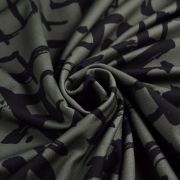 Tissu french terry motif hashtag collection "Random" - Vert kaki et noir - Les Filles à Pois ® - Oeko-Tex ® Les Filles à Pois - 