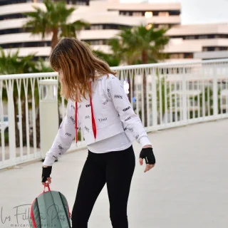 Coupon de tissu french terry motif disco collection "Vinyl" - Blanc et noir - 280cm - Les Filles à Pois Les Filles à Pois - Desi