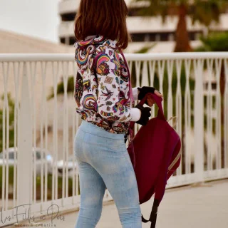 Coupon de tissu french terry motif disco "Vinyl" - Multicolore - 380cm - Les Filles à Pois Les Filles à Pois - Design : motifs a