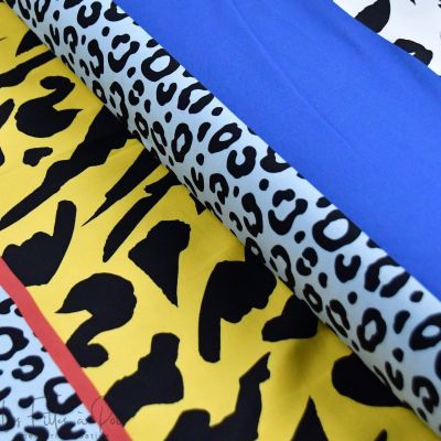 Panneau de tissu jersey motif rayures léopard collection "Contrastes" - Camel et noir - Les Filles à Pois ® - Oeko-Tex ®