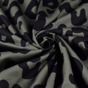 Tissu popeline de coton motif léopard collection "Angels" - Vert kaki et noir - Les Filles à Pois ® - Oeko-Tex ®