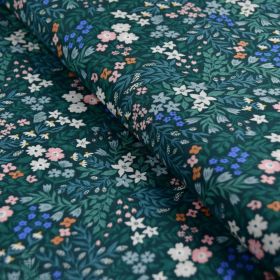 Tissu  rayonne motif fleur "Flora" - Tons verts - Oekotex - Cloud9 ® Cloud9 Fabrics ® - Tissus BIO - 1