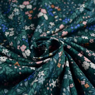 Tissu  rayonne motif fleur "Flora" - Tons verts - Oekotex - Cloud9   - 3