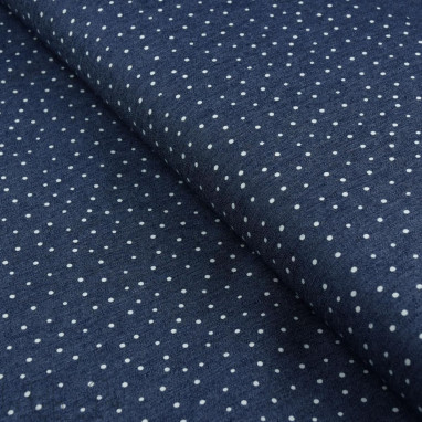 Tissu jeans stretch motif pois - Bleu Autres marques - Tissus et mercerie - 2