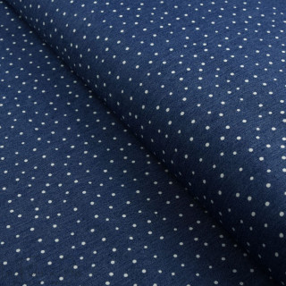 Tissu jeans stretch motif pois - Bleu Autres marques - Tissus et mercerie - 7