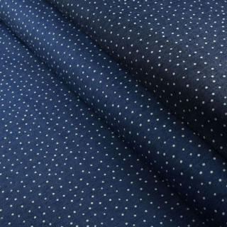 Tissu jeans stretch motif pois - Bleu Autres marques - Tissus et mercerie - 1