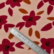 Tissu coton canvas motif fleuri "Nouméa" - Nude et fuchsia - Lise Tailor ® - Oekotex ®
