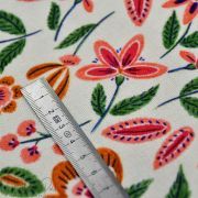 Tissu coton canvas motif fleuri "Olga" - Ecru et terracotta - Lise Tailor ® - Oekotex ®