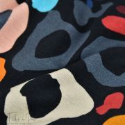 Tissu jersey motif léopard "Contrastes" - Fond noir et Multicolore - Oekotex