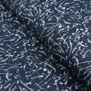 Tissu jeans stretch motif tâches de peinture - Bleu