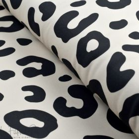 Tissu déperlant K-way motif léopard collection "Angels" - Ecru et noir - Les Filles à Pois ® - Oeko-Tex ®