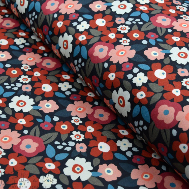 Tejido impermeable - tipo Kway - flores - "Original" - Multicolor - Les Filles à Pois ® - Oeko-Tex ® Les Filles à Pois - Design Tejido impermeable - tipo Kway - flores - "Original" - Multicolor - Les Filles à Pois ® - Oeko-Tex ® Les Filles à Pois - Design