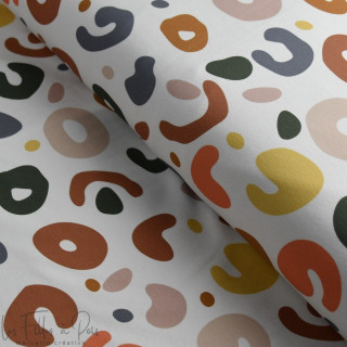 Tissu déperlant K-way motif tâches collection "Anna" - Blanc et multicolore - Les Filles à Pois ® - Oeko-Tex ® Les Filles à Pois