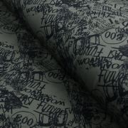 Tissu déperlant K-way motif inscription collection "Random" - Kaki et noir - Les Filles à Pois ® - Oeko-Tex ®