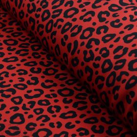 Tissu déperlant K-way motif léopard collection "Contrastes" - rouge et noir - Les Filles à Pois ® - Oeko-Tex ® Les Filles à Pois