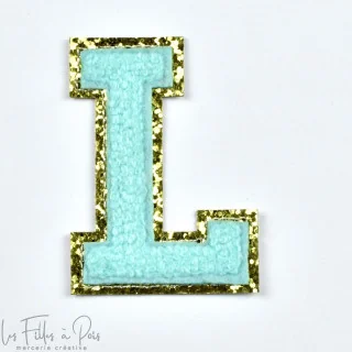 Ecusson lettres de l'alphabet en éponge - Bleu et doré - Thermocollant Tissus et mercerie créative – Nos sélections sans marque 